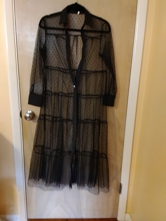 Dresses & Skirts - Sheer Black Polka Dot Maxi Duster